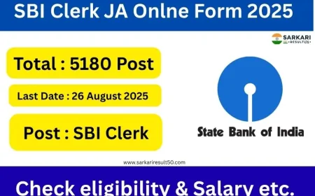 SBI Clerk JA Onlne Form 2025 (5180 Post)