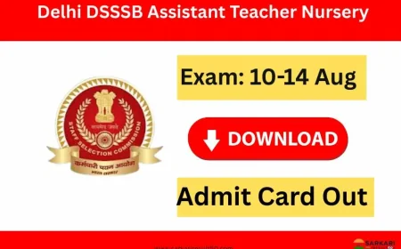 Delhi DSSSB Assistant Teacher Nursery Admit Card 2025 (1455 Posts)