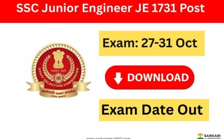 SSC Junior Engineer JE Vacancy Details 2025 (1731 Posts)