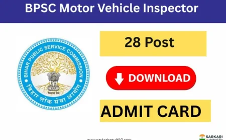 BPSC Motor Vehicle Inspector MVI Admit Card 2025 (28 Posts)
