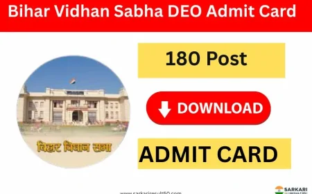Bihar Vidhan Sabha DEO Admit Card 2025 (180 Posts)