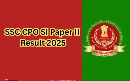 SSC CPO SI Paper II Result 2025