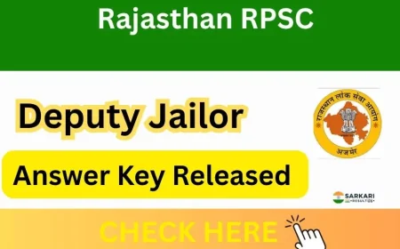 Rajasthan RPSC Deputy Jailor Answer Key 2025