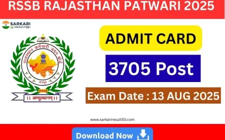 Rajasthan RSSB Patwari Admit Card 2025 Released| Download Now