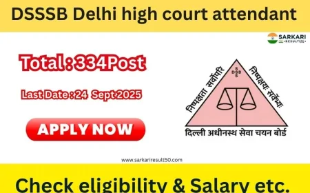 DSSSB Delhi High Court Attendant Recruitment 2025 (334 Post) Apply Online