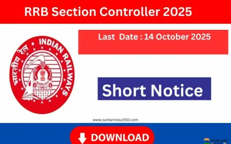 RRB Section controller Recruitment 2025-start