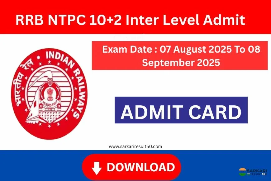 RRB NTPC 10+2 Inter Level Admit Card / Exam City Details 2025