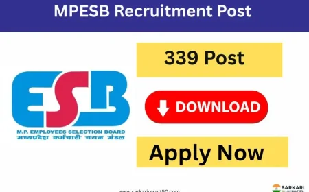 Sarkari Result: MPESB Group 2 Sub Group 3 Recruitment 2025 – Apply Online for 339 Vacancies
